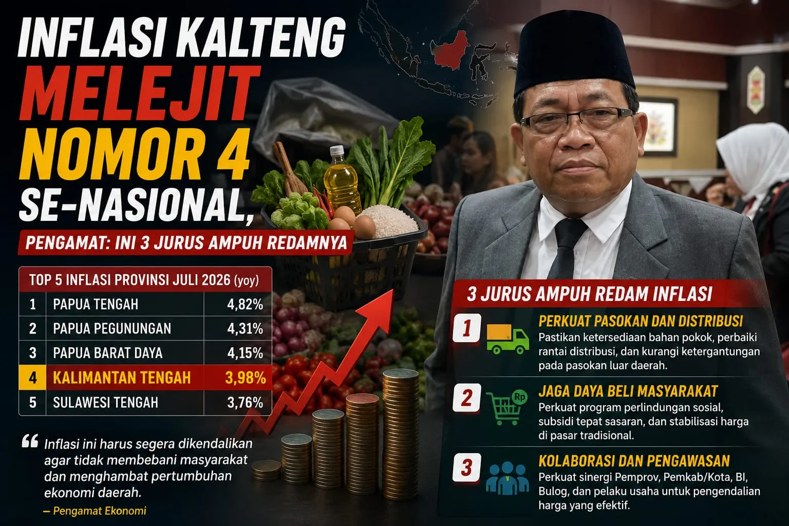 Inflasi Kalteng Melejit Nomor 4 se-Nasional, Pengamat: Ini 3 Jurus Ampuh Redamnya