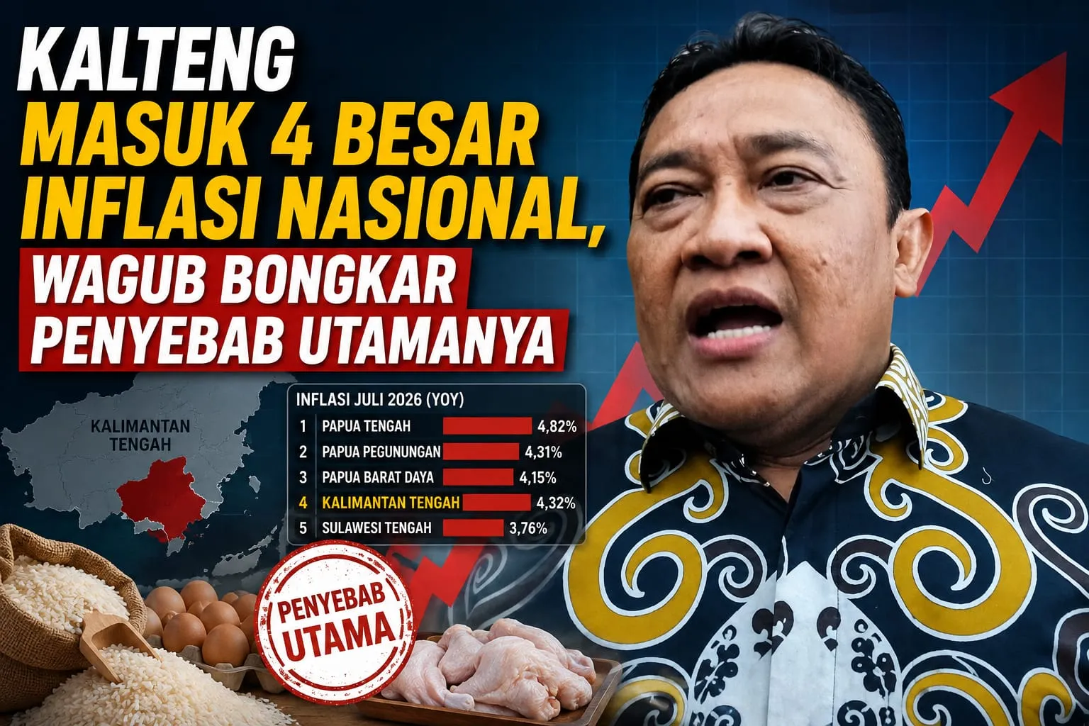 Kalteng Masuk 4 Besar Inflasi Nasional, Wagub Bongkar Penyebab Utamanya