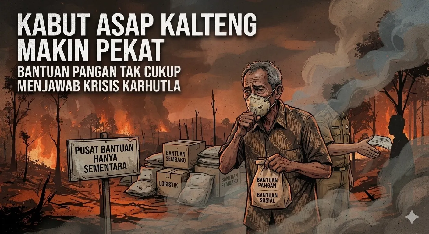 Kabut Asap Kalteng Makin Pekat, Bantuan Pangan Tak Cukup Menjawab Krisis Karhutla